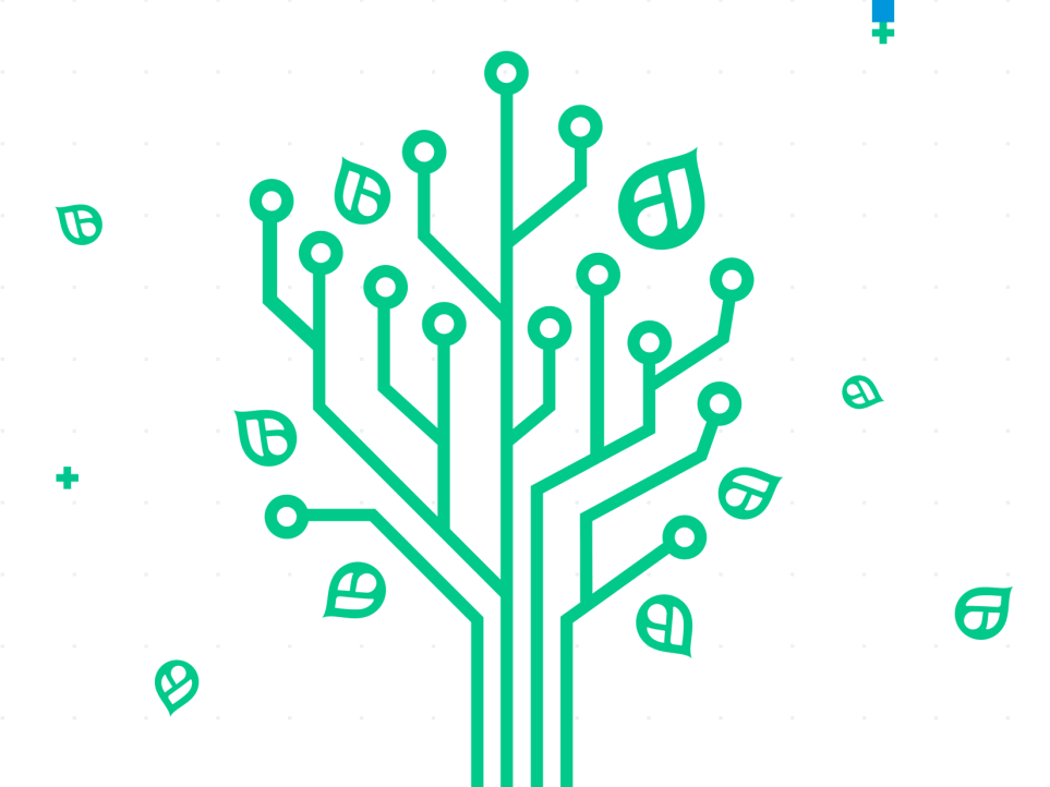 Illustration of a green tree symbolizing eco-friendly web development and IT sustainability.