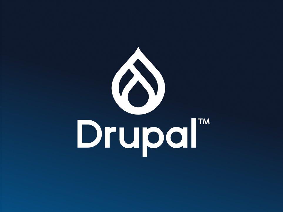 Drupal Logo auf blauem Hintergrund