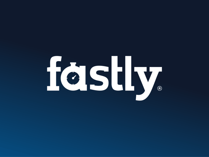 Fastly Logo auf blauem Factorial Hintergrund