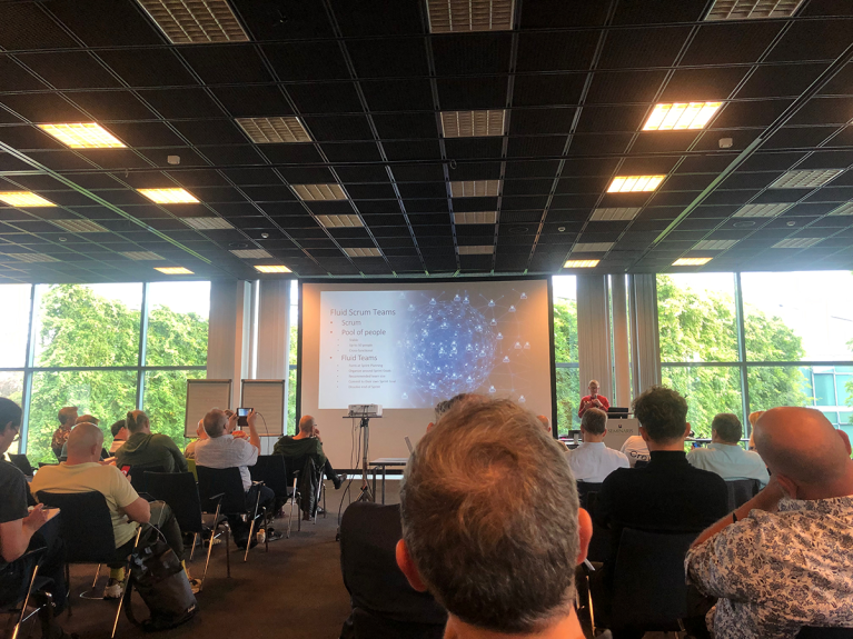 Image showing keynote with title: Untap your potential to create valuable products with Fluid Scrum Teams by Willem-Jan Ageling