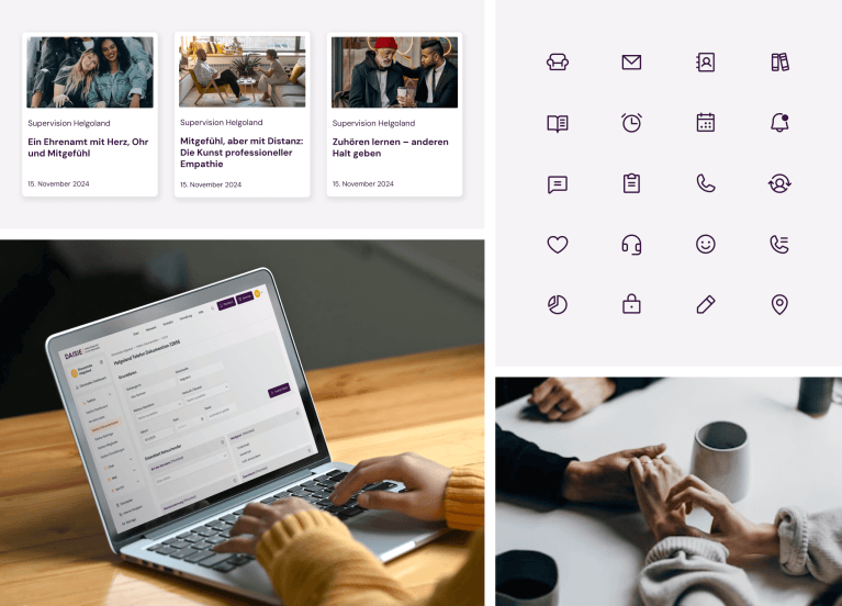 Collage mit verschiedenen Bildern über die digitale Lösung für die TelefonSeelsorge