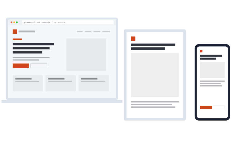 Responsive Drupal-Architektur für 500+ globale Pharma-Websites auf Desktop, Tablet und Smartphone