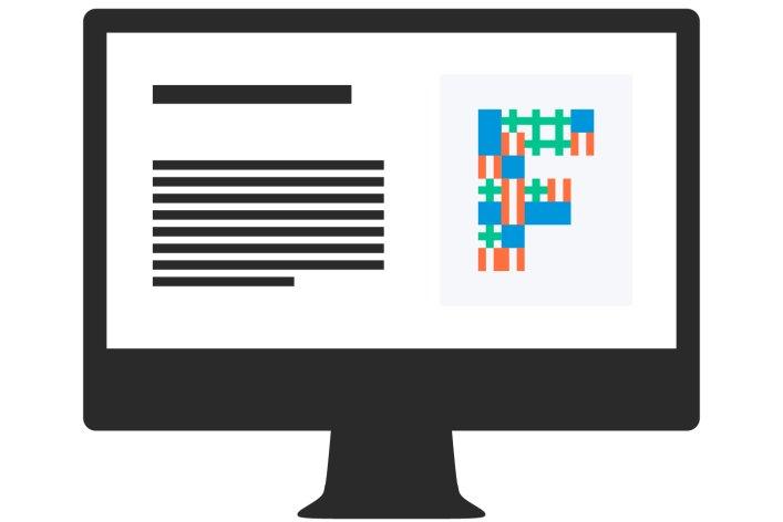 A computer screen with a colorful Factorial logo.