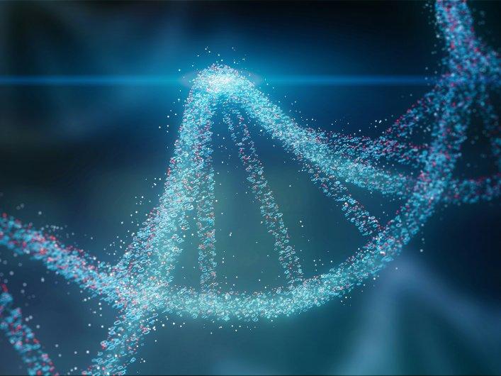 Bild einer beleuchteten DNA-Doppelhelix